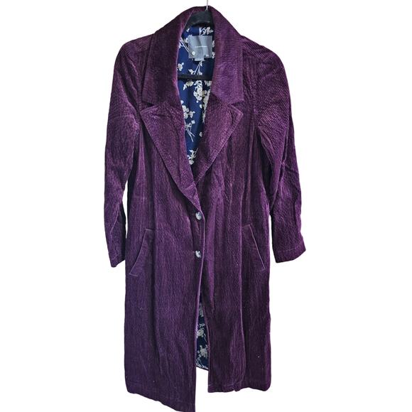 Anthropologie Corduroy Duster Jacket Purple Size 4 - Picture 6 of 12
